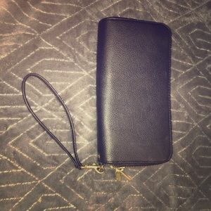 Black and gold zip wallet